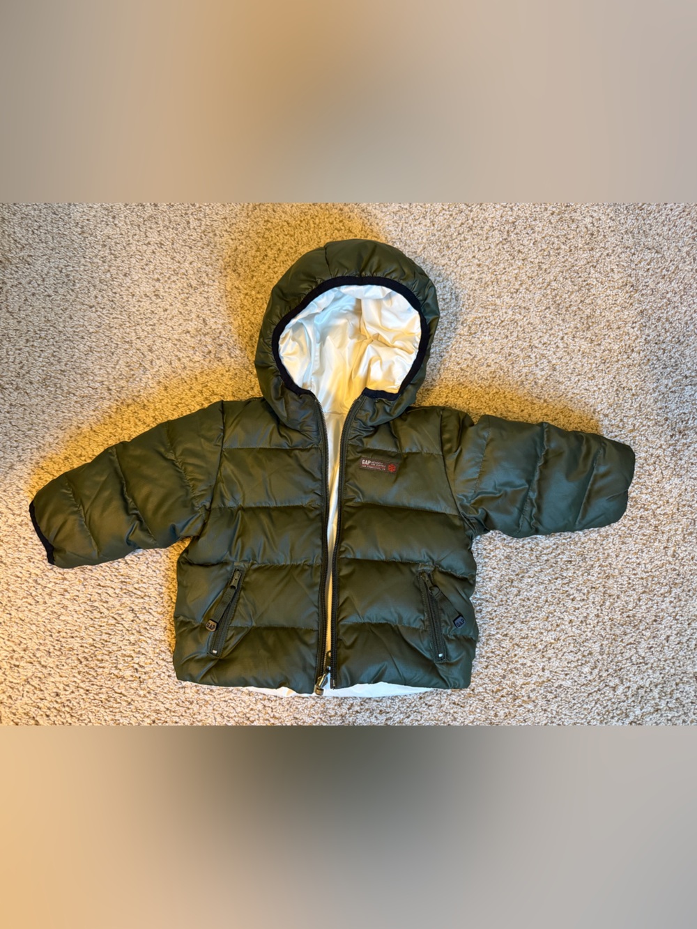 GAP Kids Hooded Olive Puffer Jacket